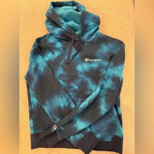 Champion Blue Tie-Dye Hoodie Sweater XS